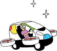 空飛ぶ車のイメージイラスト